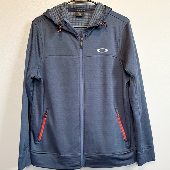 OAKLEY Performance Zip Up Jacket with Hood Navy Mens Size Small - Picture 1 of 12